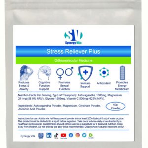 Synergy Vita Stress Relieve supplement contains Ashwagandha, Magnesium, Glycine and Vitamin C to combat stress and facilitate relaxation and recovery. Also, these active ingredients work in concert to bring about numerous health and wellbeing related benefits.