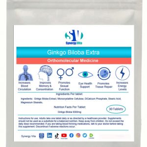 Synergy Vita Ginkgo Biloba supplements to improve cognitive performance, blood flow, mental abilities, mood, cardiovascular health, and enhance wellbeing.