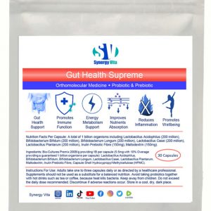 Synergy Vita Gut Health probiotic and prebiotic supplements are crafted to improve gut microbiome. These microorganisms help the body break down food, turning it into nutrients so that can be used for biological processes. Also, the good bacterial present in the gut are important to prevent gastrointestinal problems and inflammation, and to keep harmful bacteria in check.